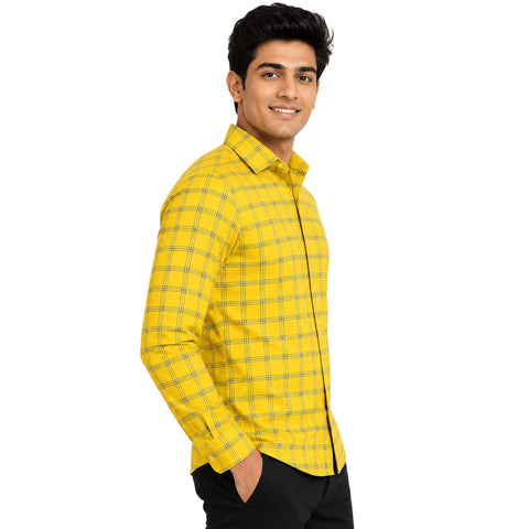 Garment Globe Men's Blue Check Shirt Khadi Cotton, Office & Home