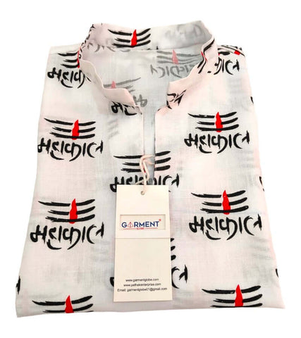 Buy Half Check Mahakal Kurta for Men india GarmentGlobe