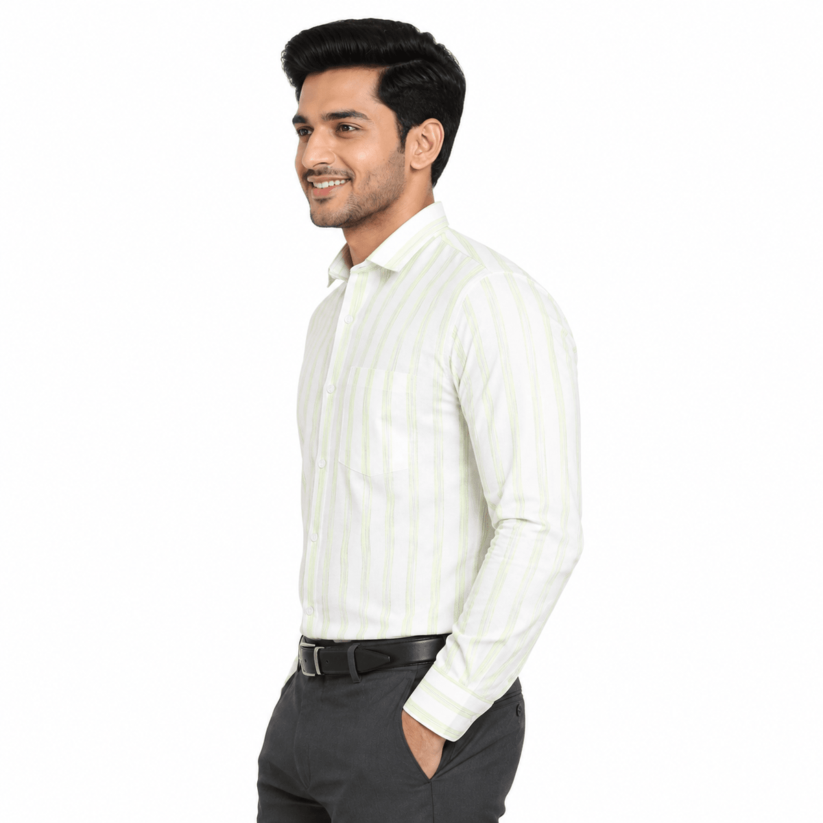 Khadi Cotton Men’s Check Shirt – Slimfit, Full Sleeve - GarmentGlobe Style View 6
