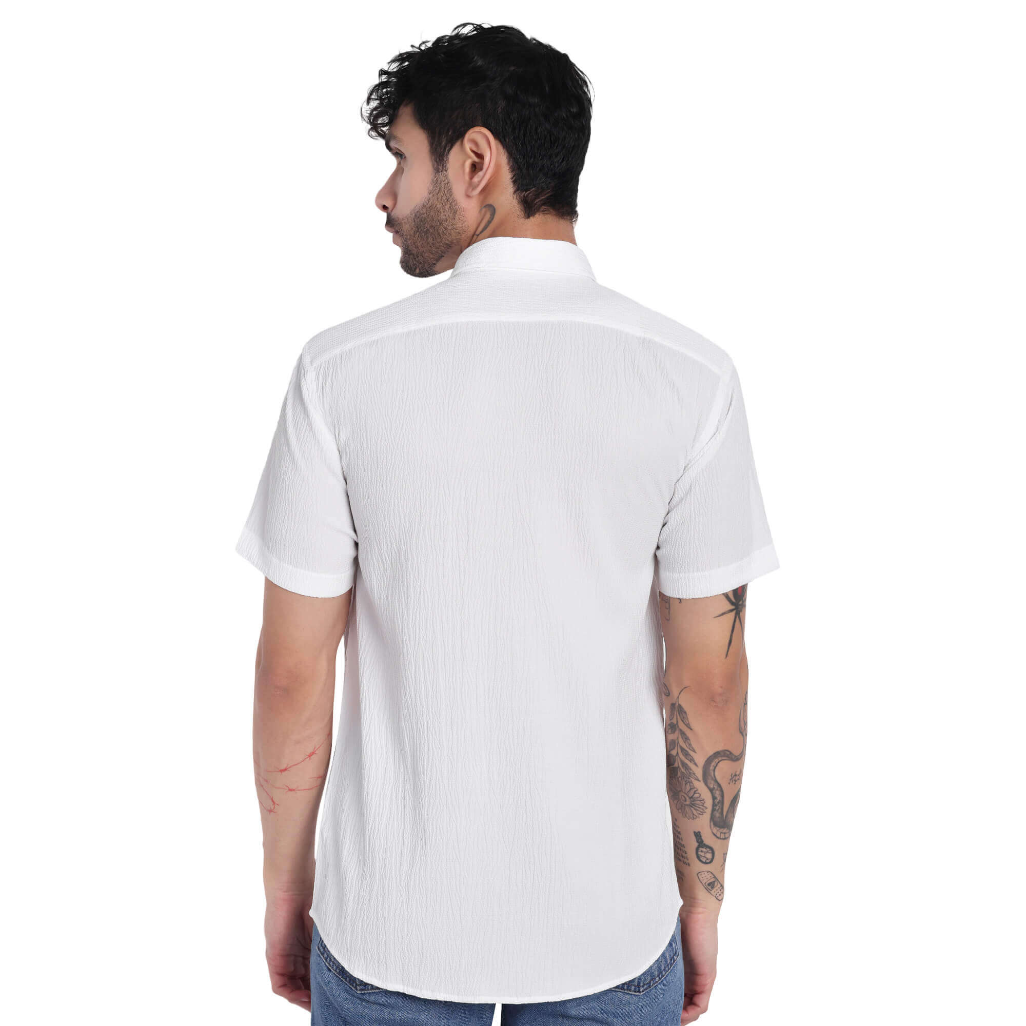 Black & White 100% Cotton T-Shirts + Checkered Half Shirt Poly-Cotton All Sizes