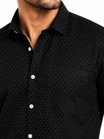 Men's Cotton Blend Casual Shirt | Half Sleeve Dot Printed Shirt | Regular Fit | Soft & Breathable Fabric | Stylish Collared Button-Down Summer Shirt for Men