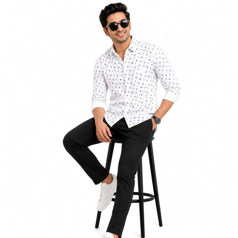 Garment Globe Men's Cotton Printed Regular Fit Shirt Stylish Casual Shirt for Men