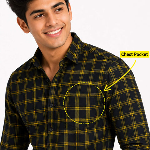 Garment Globe Men's Blue Check Shirt Khadi Cotton, Office & Home