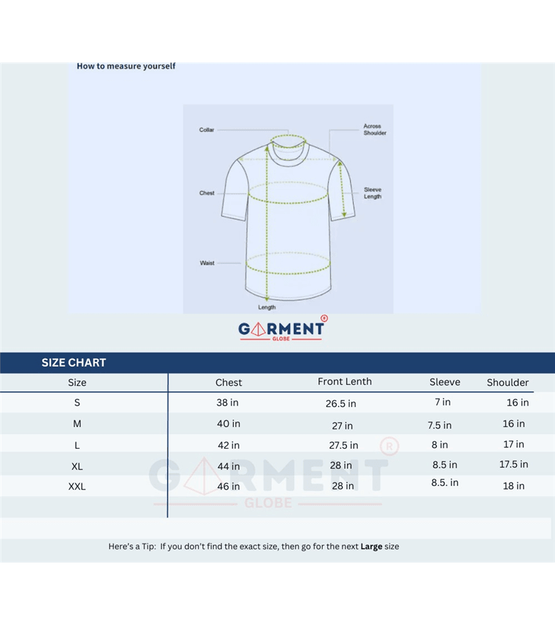 Product size chart
