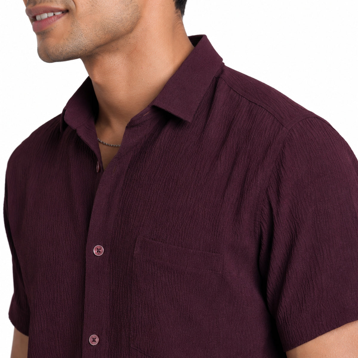 Men’s Half-Check Shirt – Poly-Cotton, Short Sleeve - GarmentGlobe Style View 7