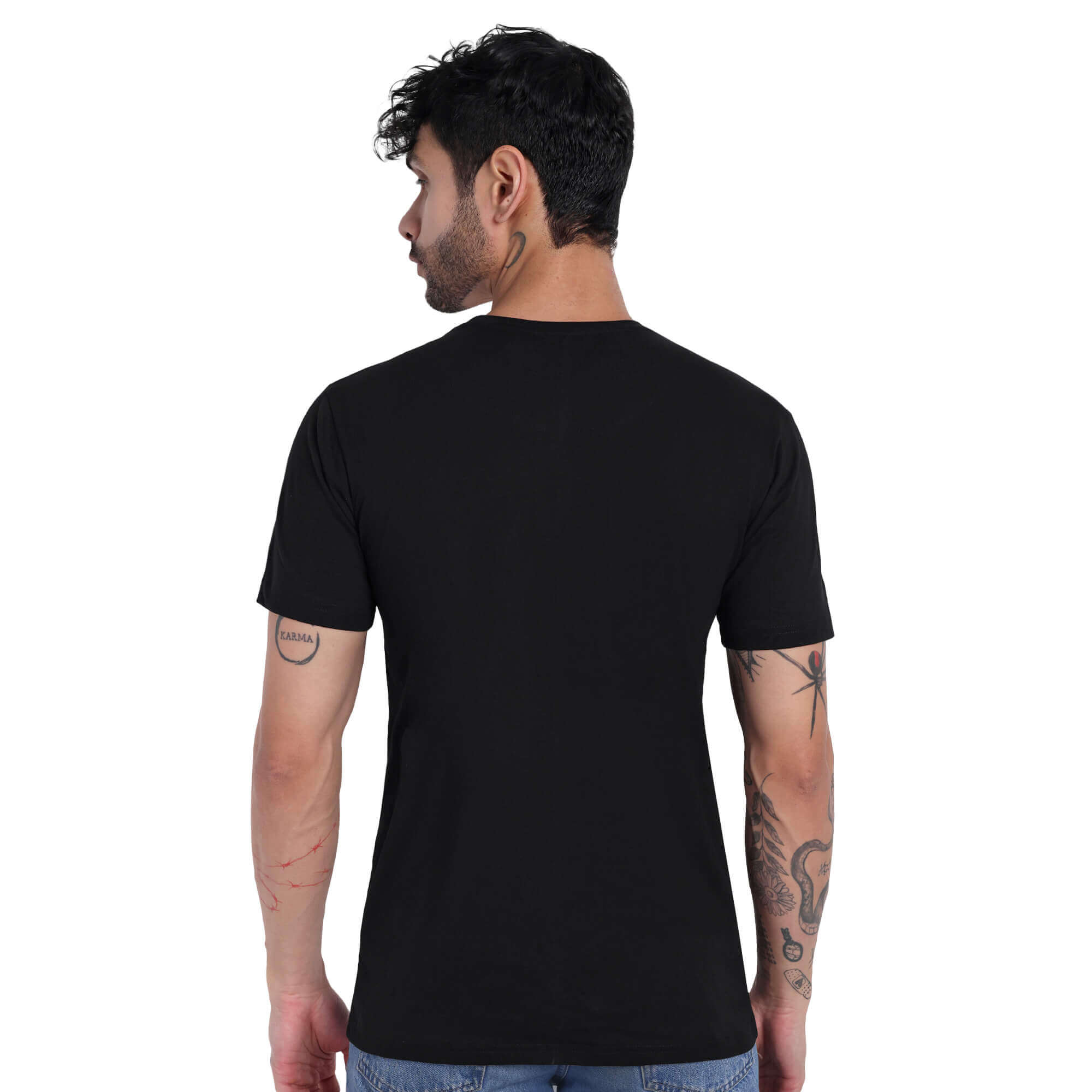 Black & White 100% Cotton T-Shirts + Checkered Half Shirt Poly-Cotton All Sizes