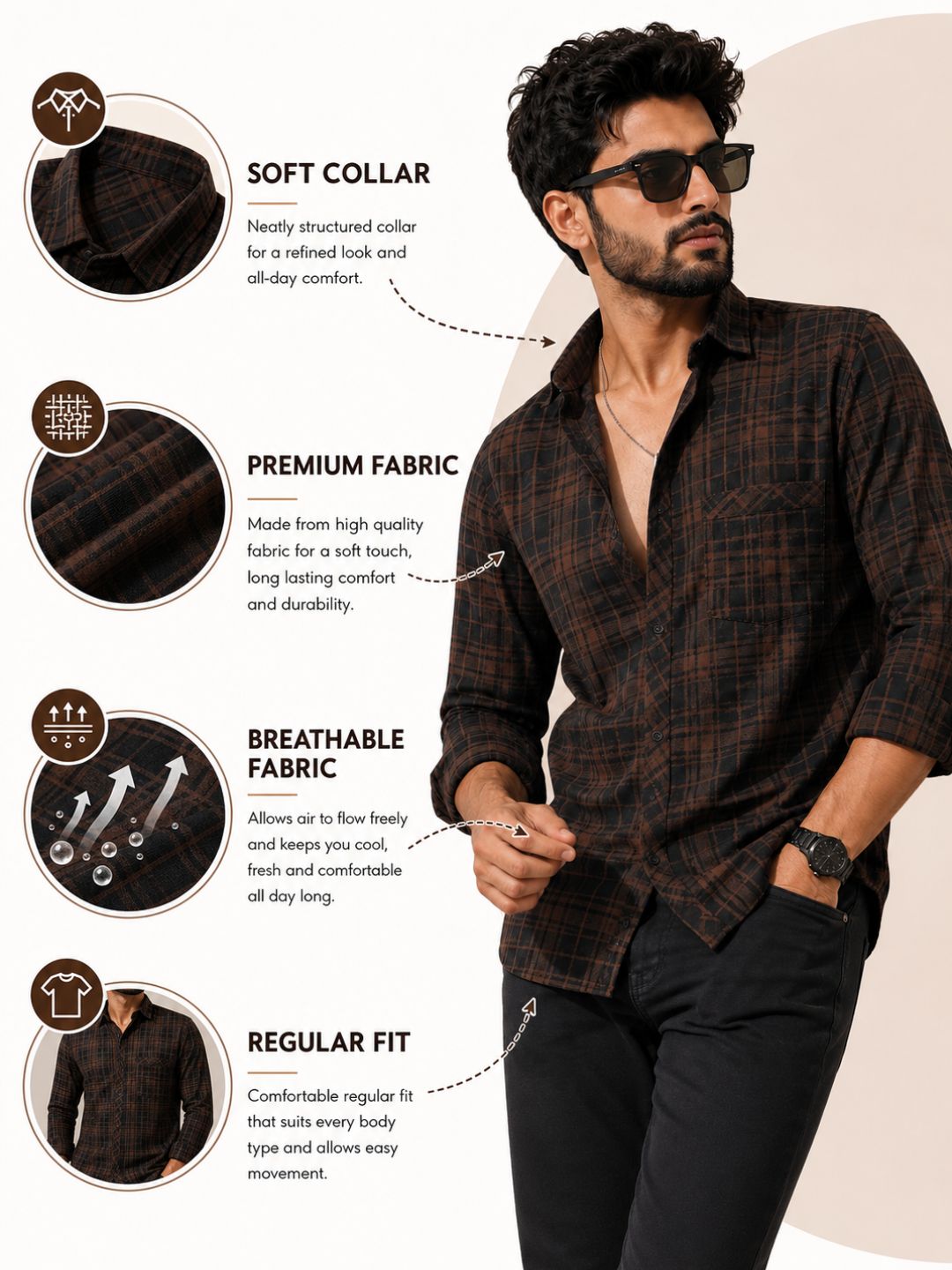 Men's Cotton Blend Full Sleeve Shirt Close-up Fabric