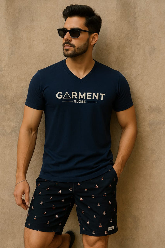 Men's Cotton Graphic V - Neck T-Shirt - GarmentGlobe