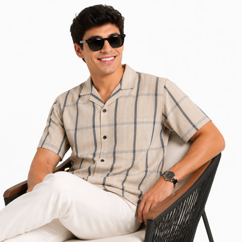 Buy Jute men s half-check Shirt online in India