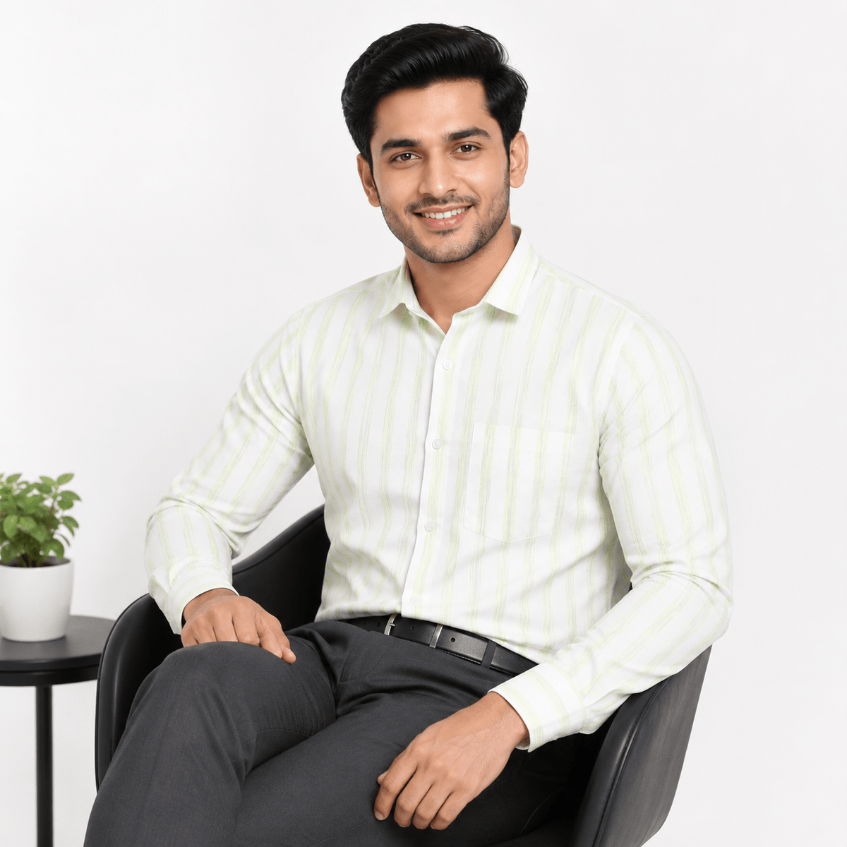 Khadi Cotton Men’s Check Shirt – Slimfit, Full Sleeve - GarmentGlobe Style View 4
