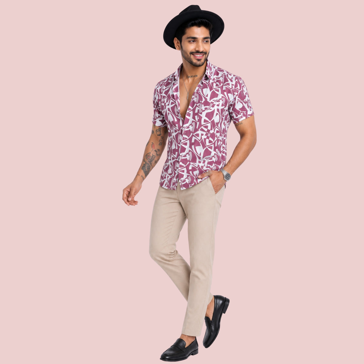 Men’s Half-Check Beach Shirt for Goa Printed Shirt - GarmentGlobe Style View 4