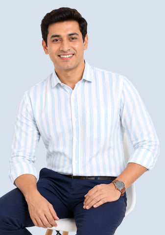 Khadi Cotton Men’s Check Shirt Slimfit, Full Sleeve