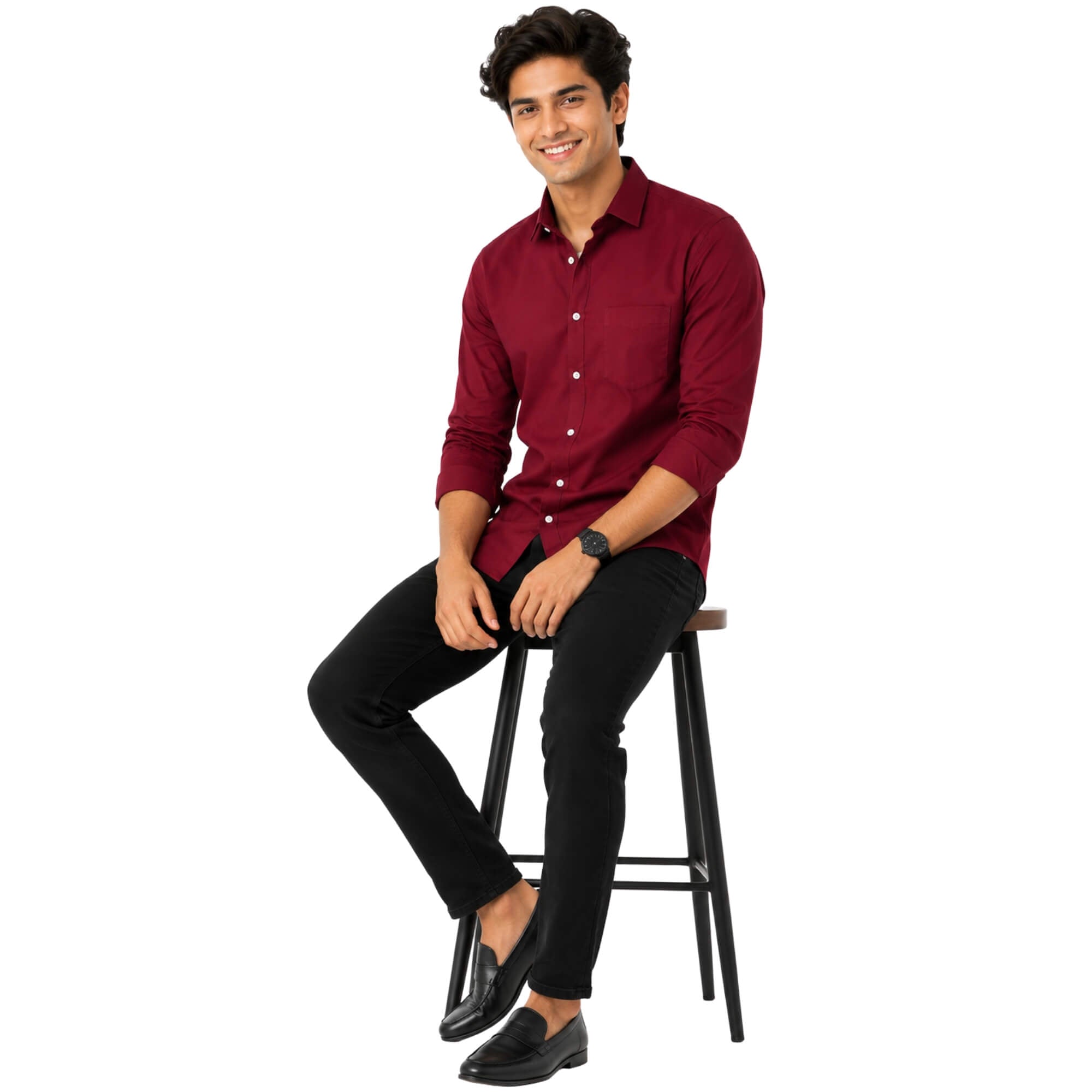 sheeting front look red shirt