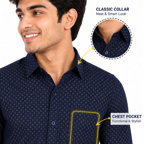 Men’s Cotton Printed Shirt – Formal & Casual Wear