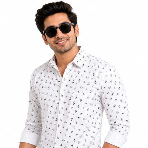 Garment Globe Men's Cotton Printed Regular Fit Shirt Stylish Casual Shirt for Men