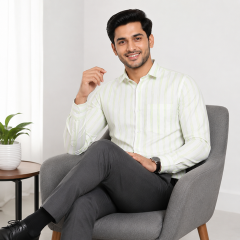 Khadi Cotton Men’s Check Shirt – Slimfit, Full Sleeve