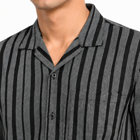 garmentglobe-black-striped-cotton-jute-mens-shirt