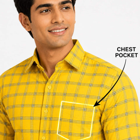 Garment Globe Men's Blue Check Shirt Khadi Cotton, Office & Home