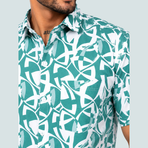 Men’s Half-Check Cotton Printed Half Sleeve Shirt