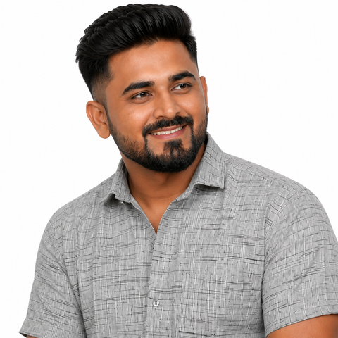 Men's Khadi Cotton Half Sleeve Casual Shirt | Soft & Breathable Regular Fit Shirt | Grey