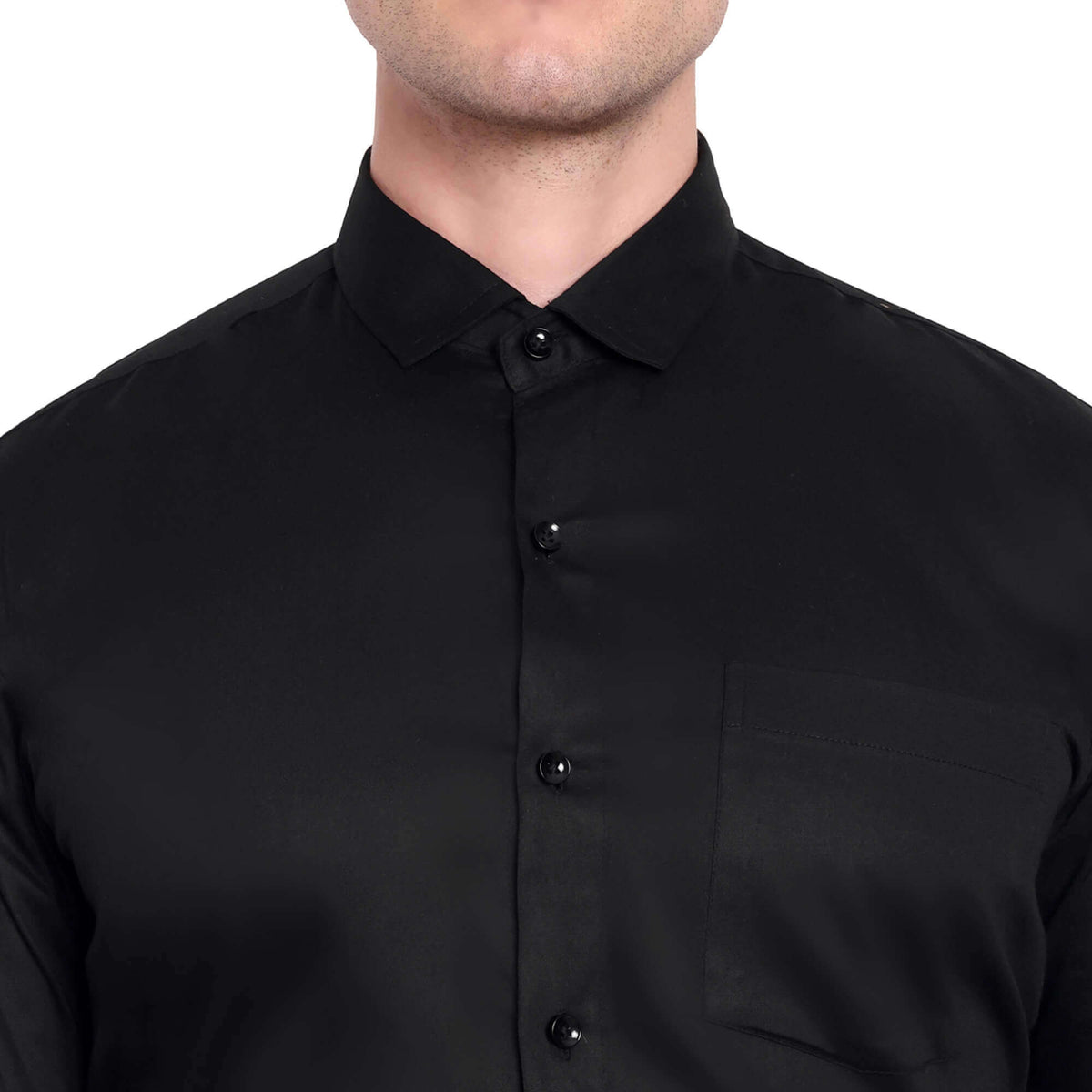 Men’s Slim Fit Cotton Formal Shirt – Black, Full Sleeves - GarmentGlobe Style View 5