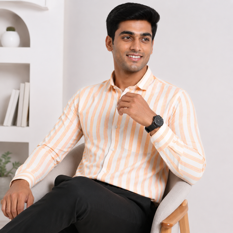 Men’s Khadi Cotton Check Shirt – Slimfit, Full Sleeve
