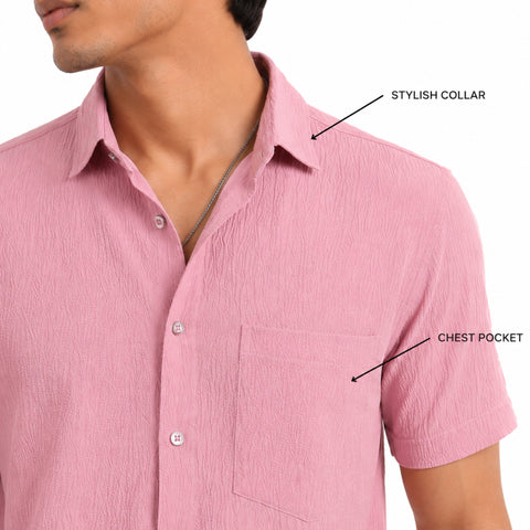 Garment Globe Men’s Casual Slimfit Half-Check Shirt