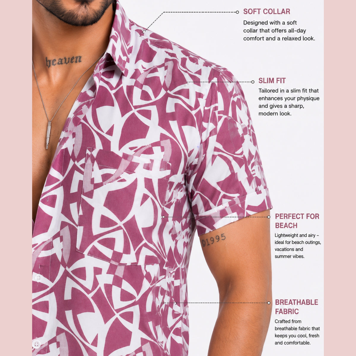Men’s Half-Check Beach Shirt for Goa Printed Shirt - GarmentGlobe Style View 5