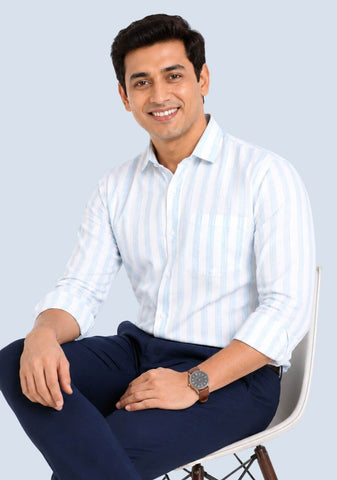Khadi Cotton Men’s Check Shirt Slimfit, Full Sleeve
