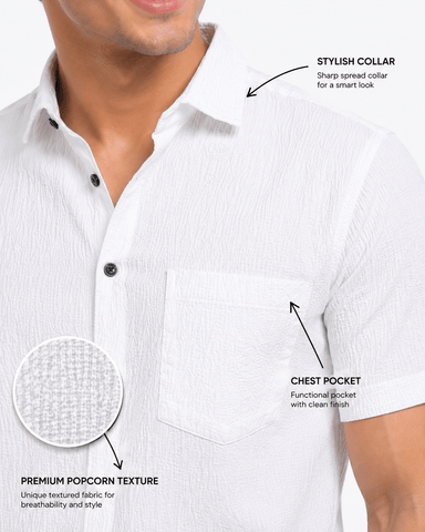 Garment Globe Men's Casual Half Shirt Slimfit Popcorn Check
