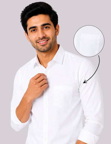 Garment Globe Men's Cotton Blend White Shirt | Regular Fit Full Sleeve Casual & Formal Shirt for Men | Soft Collar | Breathable Office Wear Shirt