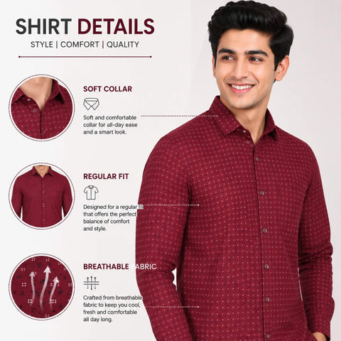 Men’s Cotton Long Sleeve Shirt Regular Fit