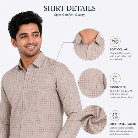 Men’s Cotton Long Sleeve Shirt Regular Fit