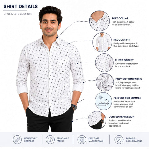 Garment Globe Men's Cotton Printed Regular Fit Shirt Stylish Casual Shirt for Men