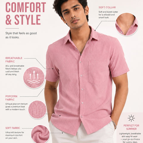 Garment Globe Men’s Casual Slimfit Half-Check Shirt