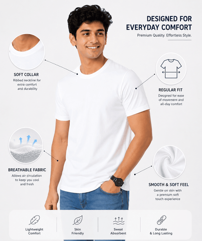 Men’s Cotton T-Shirt – Bio-Washed, Casual & Comfortable