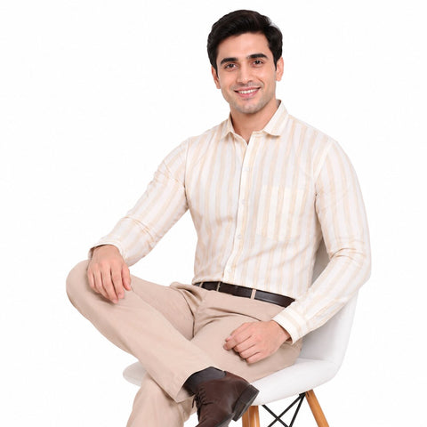 Khadi Cotton Men’s Slim Fit Full Sleeve Formal Shirt