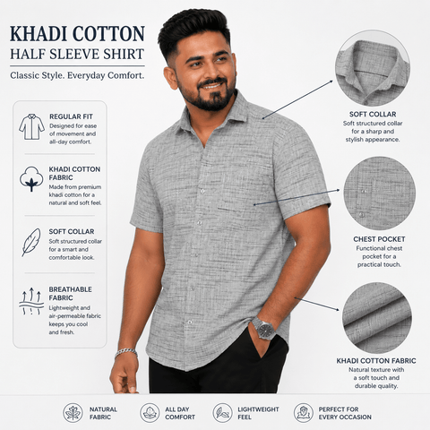 khadi half shirt front look fabric