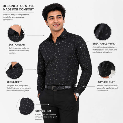 Garment Globe Men's Cotton Printed Regular Fit Shirt Stylish Casual Shirt for Men