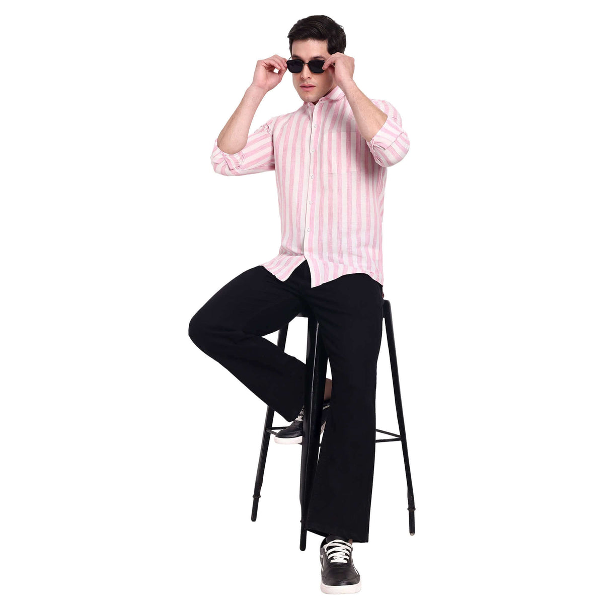 Men’s Solid Cotton check full sleeve Shirt - GarmentGlobe Style View 6