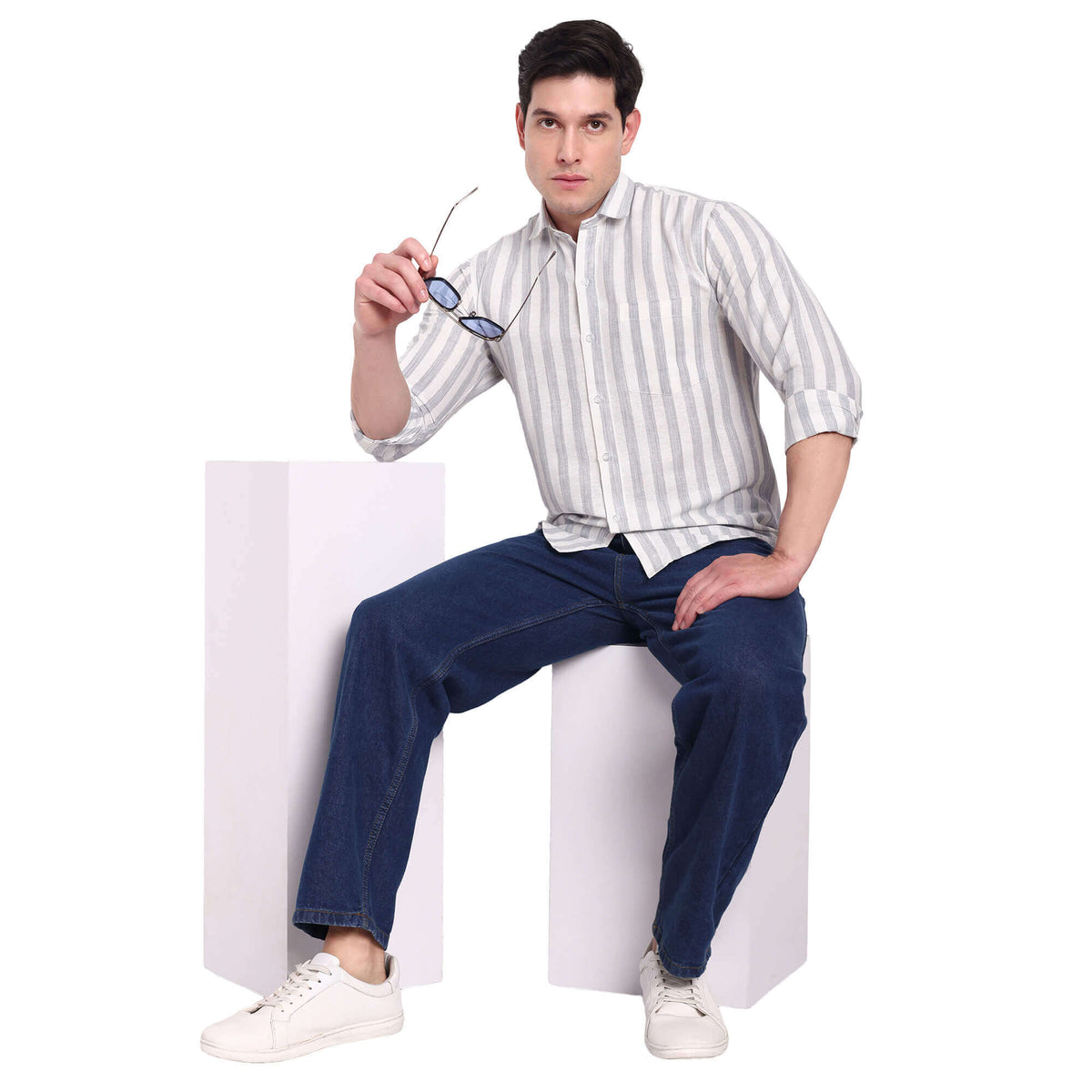 Buy Khadi Cotton Men's Check Shirt India|Full Sleeve with Slimfit Soft Coller|Stylish with Curved Hem Design| Formal Look| Formal Shirts for Men, Moisture Wicking GarmentGlobe