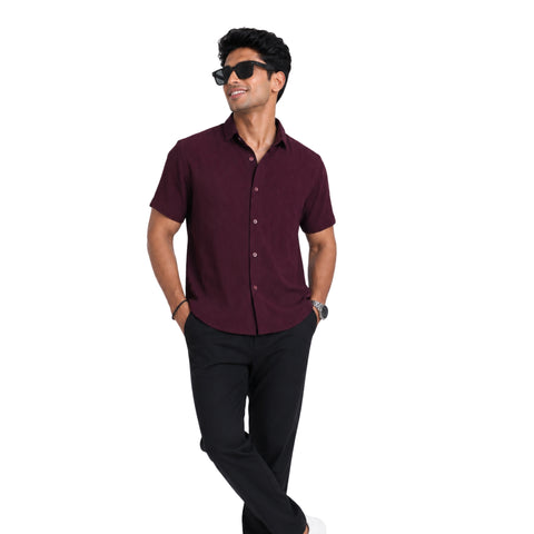 Men’s Half-Check Shirt – Poly-Cotton, Short Sleeve