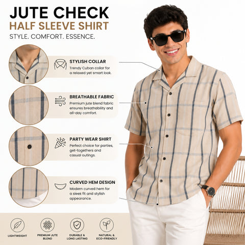 Buy Jute men s half-check Shirt online in India