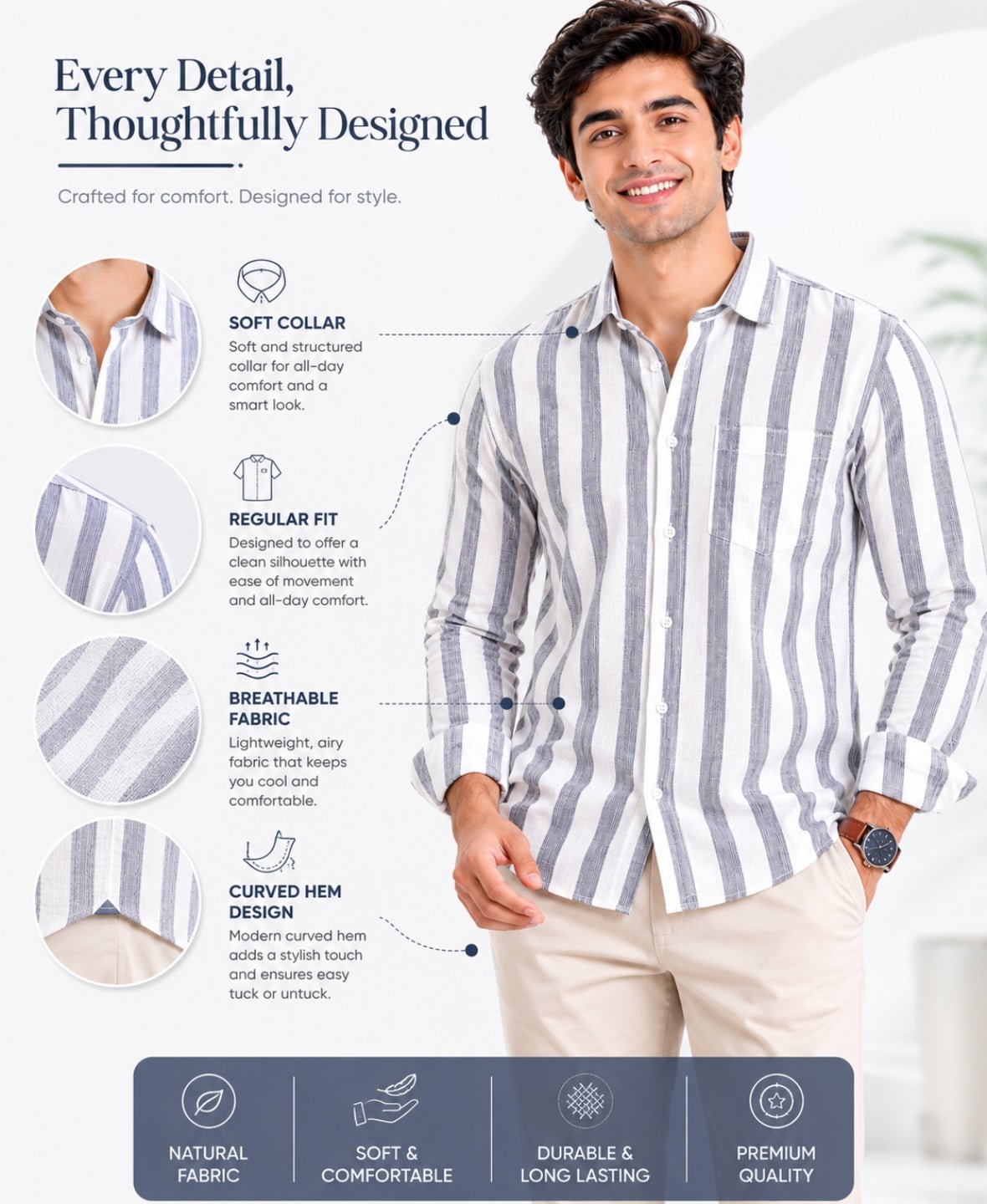 Men’s Solid Cotton khadi Shirt