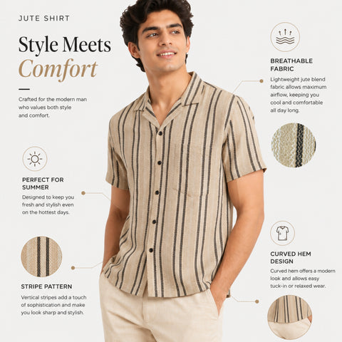 Men’s Half-Check Jute Shirt | Half Sleeve Shirt India