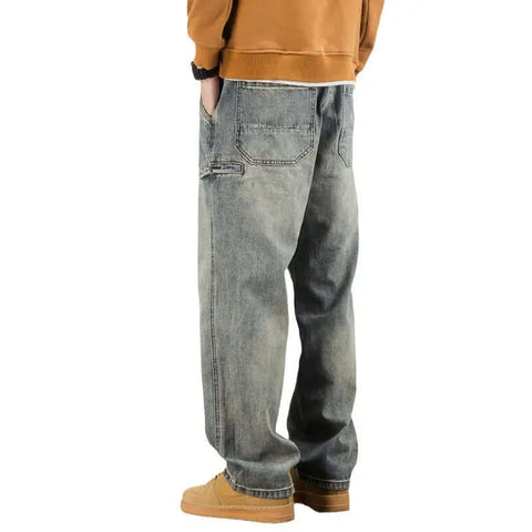 American Casual Yellow Mud Dyed Jeans Straight Loose GarmentGlobe