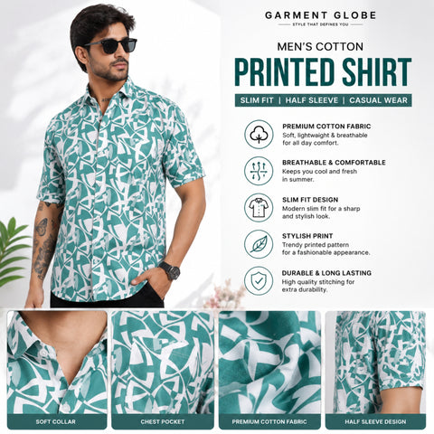 Men’s Half-Check Cotton Printed Half Sleeve Shirt