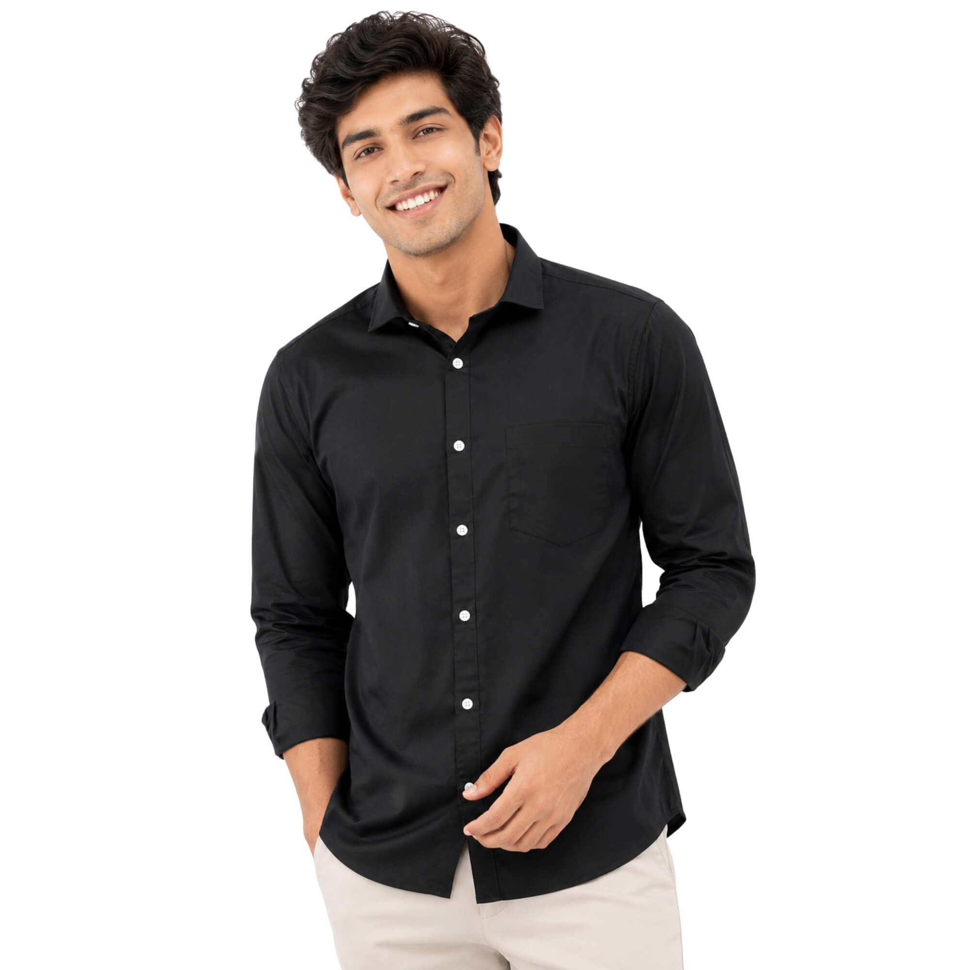 front look black shirt