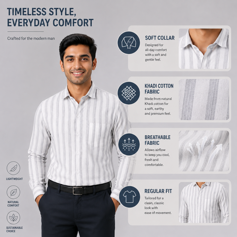 Men’s Solid Cotton khadi Shirt