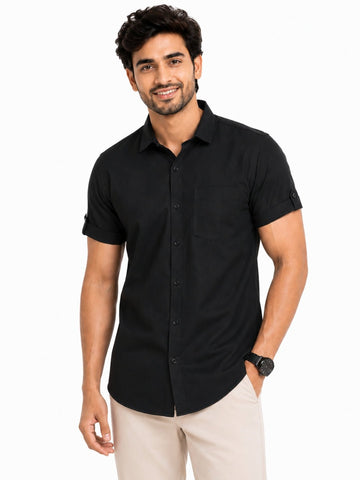 Men's Khadi Cotton Half Sleeve Shirt - Casual Ethnic Wear